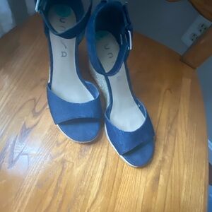 Unisa Navy Blue Wedge Sandals